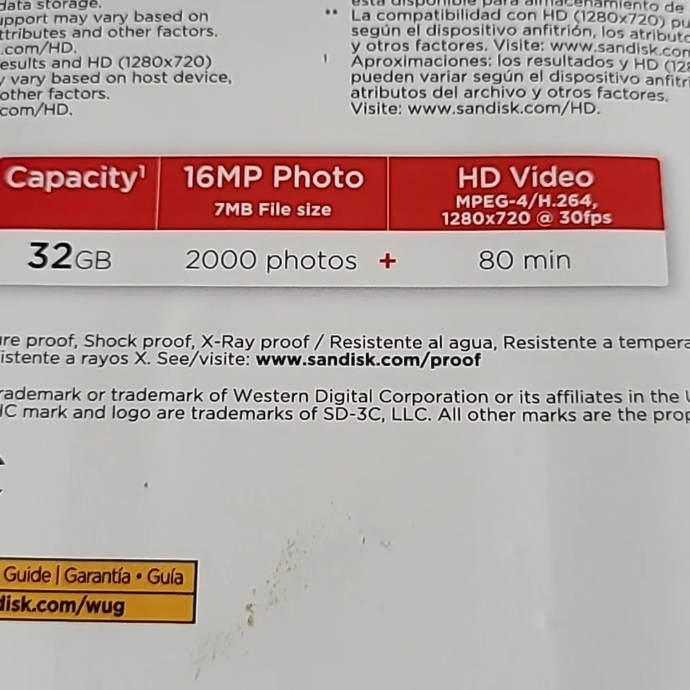SanDisk SDHC Card HD Video 32GB New & Sealed